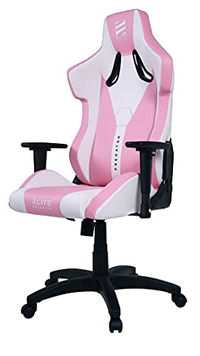 ELITE Gaming Stuhl Predator - Ergonomischer Bürostuhl - Schreibtischstuhl - Chefsessel - Sessel - Racing Gaming-Stuhl - Gamingstuhl - Drehstuhl - Chair - Kunstleder Sportsitz (Pink/Weiß) von ELITE