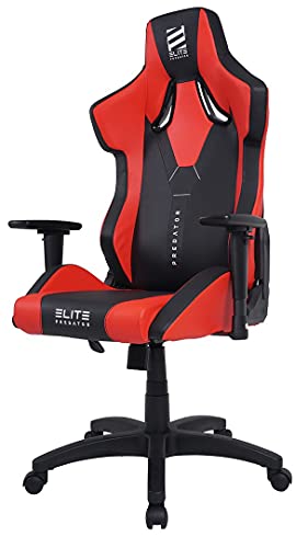 ELITE Gaming Stuhl Predator - Ergonomischer Bürostuhl - Schreibtischstuhl - Chefsessel - Sessel - Racing Gaming-Stuhl - Gamingstuhl - Drehstuhl - Chair - Kunstleder Sportsitz (Rot/Schwarz) von ELITE