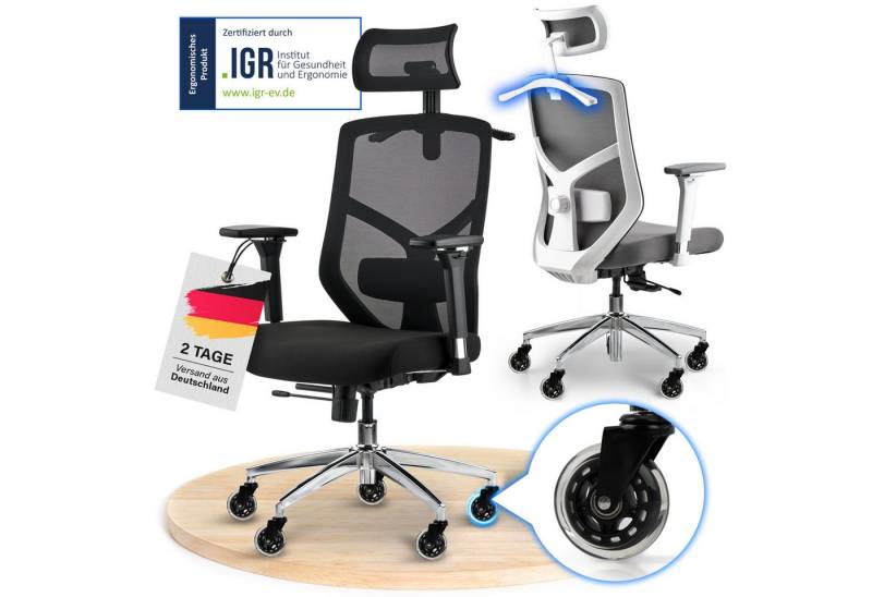 ELITESEATS Bürostuhl Ergonomisch [TESTSIEGER] Kratzerfreie Rollen Atmungsaktiv (Ergonomischer Schreibtischstuhl, Büro Stuhl 150 kg Belastbar), Gaming Stuhl, Computerstuhl, Drehstuhl, Chefsessel, Home Office von ELITESEATS
