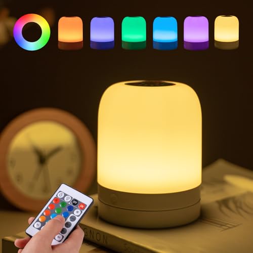 ELITUN Nachtlicht Kinder,Nachttischlampe USB Aufladbare,Stilllicht mit 13 Farben RGB Farbwechsel,Berühren Lämpchen Dimmbar,Tragbaren Nachtlampe Kinderzimmer von ELITUN