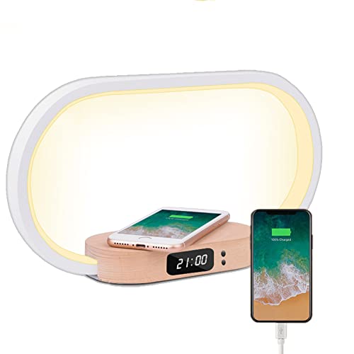 ELITUN Nachttischlampe, Schreibtischlampe Led 10W Wireless Charger Lampe mit Touch Dimmbar Stilllicht Stufenloses Dimmen Digitaluhr Tischleuchte USB Aufladung Farbwechsel Schlafzimmer Deko Wohnzimmer ELITUN Nachttischlampe, Schreibtischlampe Led 10W Wireless Charger Lampe mit Touch Dimmbar Stilllicht Stufenloses Dimmen Digitaluhr Tischleuchte USB Aufladung Farbwechsel Schlafzimmer Deko Wohnzimmer von ELITUN