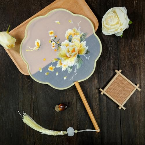 ELIXINFAZ Chinesische Doppelseitige Stickerei Runde Fan Traditionelle Soyu Stickerei Sommer Kühlung Handheld Innendekoration von ELIXINFAZ