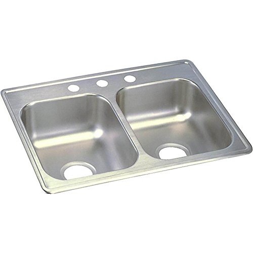 Elkay D22519 Dayton Küchenspüle, 63,5 cm, Doppelwaschbecken, Edelstahl, 4 Löcher für Wasserhahn von Elkay