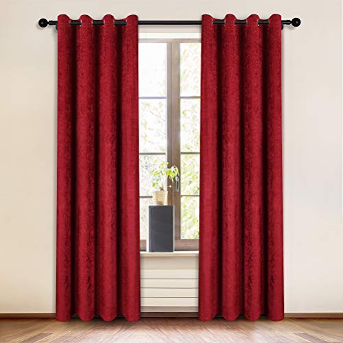 ELKCA Doppelseitige Chenille-Fenstervorhänge für Wohnzimmer, Vorhänge für Festival, Urlaub, Burgunderrot, 132,1 cm B x 213,4 cm L, 2 Paneele von ELKCA