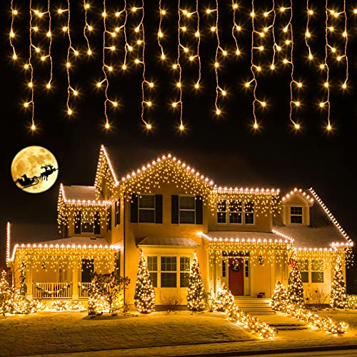ELKTRY 800 LED Eisregen Lichterkette Außen, 20M Erweiterbare Lichterkette Vorhang Fenster mit Timer Innen Strombetrieben 8 Modi IP44 Warmweiß Eiszapfen Lichtervorhang für Traufe Garten Balkon ELKTRY 800 LED Eisregen Lichterkette Außen, 20M Erweiterbare Lichterkette Vorhang Fenster mit Timer Innen Strombetrieben 8 Modi IP44 Warmweiß Eiszapfen Lichtervorhang für Traufe Garten Balkon von ELKTRY