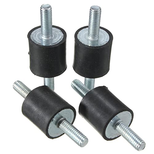 ELLANA Stoßdämpfer montieren 4 STÜCKE M6 Gummi-Stoßdämpfer mit Doppelgewinde, 20 x 20 Anti-Vibrationsdämpfer-Halterungen Machen Werkzeug-Dämpfungselement for Luftkompressoren Dämpferbolzen von ELLANA