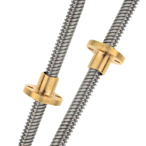 Gewindespiel 2 Stück 8 mm Gewindestange 1 mm 2 mm 4 mm 8 mm Blei Edelstahl Trapezstange T8 Gewindespindel mit Messingmutter Schraube trapezförmig (Color : 1mm pitch 1mm lead, Size : 300mm) von ELLANA