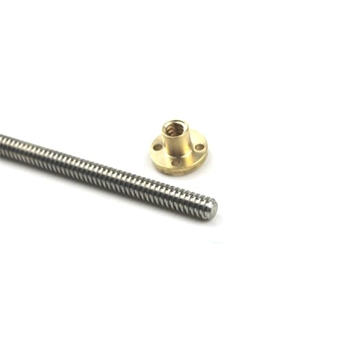Gewindespiel 8 mm Trapezgewindespindel, 1 mm, 2 mm Steigung, 1 mm, 2 mm, 4 mm, 8 mm, 12 mm Leitspindel mit Messingmutter, T8 Vollgewinde-Leitspindel Schraube trapezförmig (Color : Pitch 1mm Lead 1mm von ELLANA