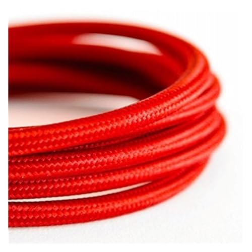 Kabel flexibel 2 * 0,75 mm Kabel for Pendelleuchten, Textilkabel for Pendelleuchten, verdrilltes Oberkabel, 2 m / 5 m / 10 m mehrfarbiges elektrisches Kabel Verlängerungsstecker (Color : RED, Size : von ELLANA