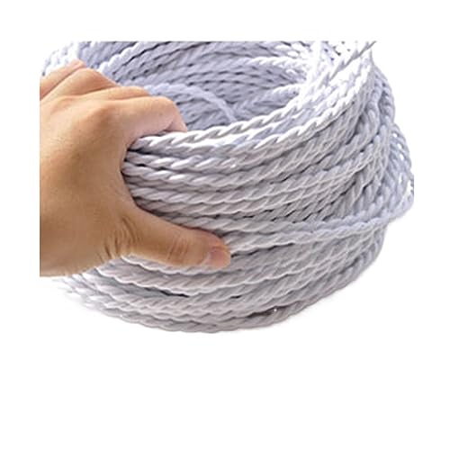 Kabel flexibel 2-adriges Textilkabel, gewebtes Kabel for Pendelleuchten, Vintage-Gewebekabel, 0,75 mm * 2 Kabel, Beleuchtungsdraht, elektrischer Draht Verlängerungsstecker (Color : White, Size : 20m von ELLANA