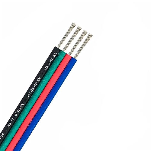 Kabel flexibel 5–100 m LED-Anschlusskabel, 5050, flexible elektrische Drähte, 20 AWG, Verlängerungskabel, 2-polig, 3-polig, 4-polig, 5-polig, 6-polig Verlängerungsstecker (Color : 4pin, Size : 100m von ELLANA