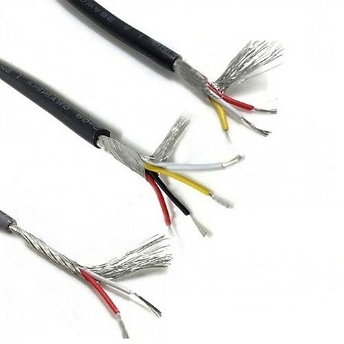 Kabel flexibel Abgeschirmtes Audiosignalkabel, UL2547 2/3/4-adriges PVC-Steuerkabel, mehradriges schwarzes reines Kupfer 22/24/26/28 AWG Verlängerungsstecker (Size : 50 Meter, Color : 24AWG 4-Core) von ELLANA