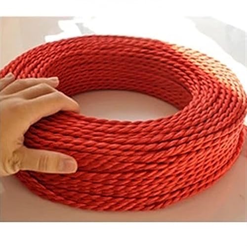 Kabel flexibel Geflochtener DIY-Draht for Pendelleuchten, Vintage-Stoff-Hängelampenkabel, 2-adriger verdrillter elektrischer Draht, gewebtes Textilkabel Verlängerungsstecker (Color : RED, Size : 10m von ELLANA