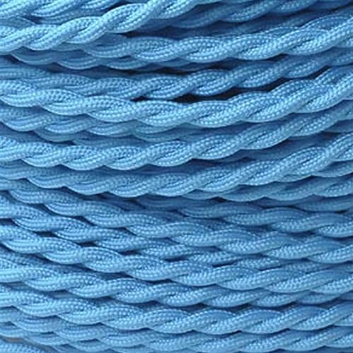Kabel flexibel Geflochtener DIY-Draht for Pendelleuchten, Vintage-Stoff-Hängelampenkabel, 2-adriger verdrillter elektrischer Draht, gewebtes Textilkabel Verlängerungsstecker (Color : Sky blue, Size von ELLANA