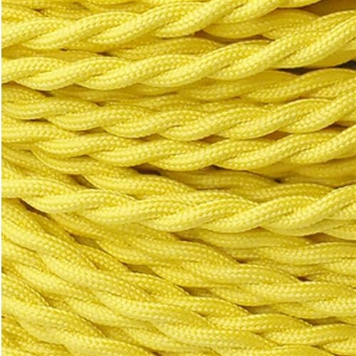 Kabel flexibel Geflochtener DIY-Draht for Pendelleuchten, Vintage-Stoff-Hängelampenkabel, 2-adriger verdrillter elektrischer Draht, gewebtes Textilkabel Verlängerungsstecker (Color : Yellow, Size : von ELLANA