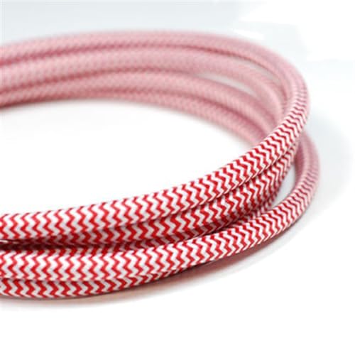 Kabel flexibel Verdrilltes Kabel for Pendelleuchten, 2 x 0,75 mm Draht for Pendelleuchten, Textil-Overhead-Elektrokabel, 2 m/5 m/10 m Verlängerungsstecker (Color : Red and white, Size : 30meter) von ELLANA