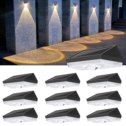 ELLASAY Solar Wandleuchte Außen Garten: 10 Farbmodi RGB LED Solarlampen Aussen - IP65 Wasserdicht - Farbe Beleuchtung Deko für Zaun Terrasse Balkon 10 Stück von ELLASAY