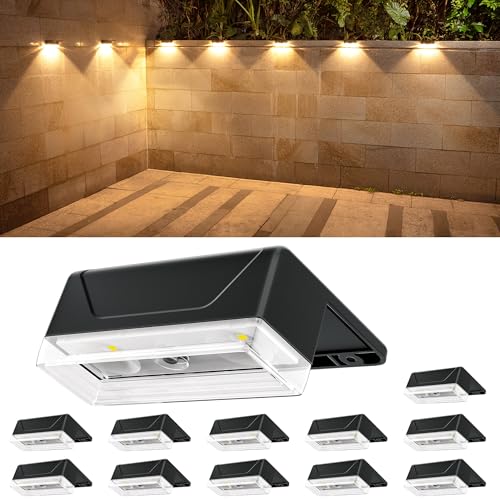 ELLASAY Solarlampen für Außen Wand Garten: 12 Stück IP65 Wasserdicht LED Solar Wandleuchte - 10 Farbmodi RGB Gartenleuchten Aussen - Dekoration für Terrasse Zaun Pool von ELLASAY