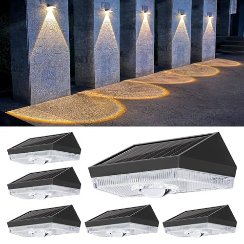 ELLASAY Solar Wandleuchte Außen Garten: 10 Farbmodi RGB LED Solar Gartenleuchten Aussen - IP65 Wasserdicht - Beleuchtung Deko für Terrasse Zaun Pool 6 Stück von ELLASAY