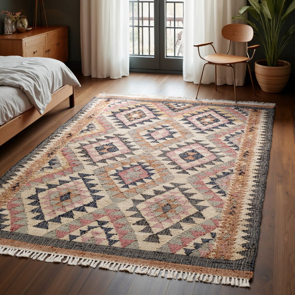 ELLE DECORATION Teppich Kelim Parsa, rechteckig, Höhe: 3 mm, Jute, Baumwolle, Natur, Handgewebt, Kelim, orientalisch, Boho ELLE DECORATION Teppich Kelim Parsa, rechteckig, Höhe: 3 mm, Jute, Baumwolle, Natur, Handgewebt, Kelim, orientalisch, Boho von ELLE DECORATION