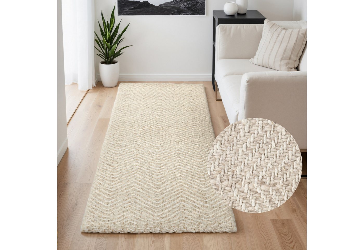 ELLE DECORATION Wollteppich Majoli, rechteckig, Höhe: 10 mm, Herringbone, Wolle, Jute, Natur, Wohnzimmer, Schlafzimmer, Boho,Skandi ELLE DECORATION Wollteppich Majoli, rechteckig, Höhe: 10 mm, Herringbone, Wolle, Jute, Natur, Wohnzimmer, Schlafzimmer, Boho,Skandi von ELLE DECORATION