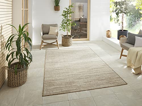 Elle Decoration In -und Outdoor Mèlange - Flachgewebe Wendeteppich modernes Design meliert robust pflegeleicht wasseranweisend Balkon Terrasse Garten Wohnzimmer Büro Schlafzimmer- Linen, 200x290 von Elle Decoration