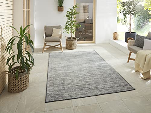 Elle Decoration In -und Outdoor Mèlange - Flachgewebe Wendeteppich modernes Design meliert robust pflegeleicht wasseranweisend Balkon Terrasse Garten Wohnzimmer Büro Schlafzimmer- Silber, 200x290 von ELLE