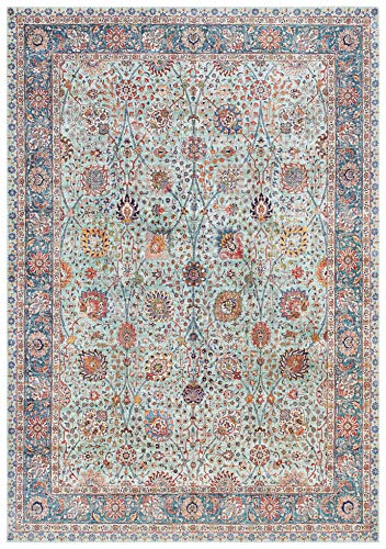 ELLE Decoration Mahal Orientalischer Teppich - Kurzflor Vintage-Look Orientalisch Ornamente-Muster Klassischer Orientteppich für Wohnzimmer Esszimmer Flur oder Schlafzimmer Jade Grün, 160x230cm von ELLE Decoration