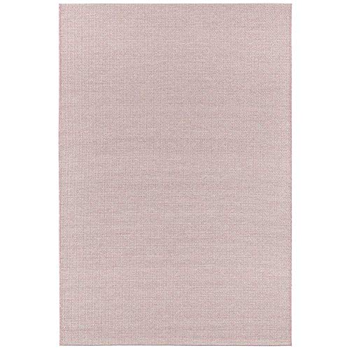 Elle Decoration Millau In- und Outdoor Teppich 140x200cm – Kurzflor Wetterfest Wasserfest Modern Plain Unifarben Design für Terrasse Balkon Wohnzimmer Schlafzimmer Esszimmer Küche Flur in Rosa von ELLE Decoration