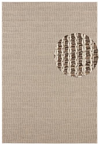 Elle Decoration Brave In- und Outdoor Teppich – Handmade-Look Modernes Design Flachgewebe – Wetterfest für Terrasse, Balkon, Wohnzimmer, Küche, Büro und Schlafzimmer in Creme, 160x230cm von ELLE Decoration