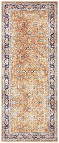 Elle Decoration Keshan Maschad Orientalischer Teppich - Kurzflor Vintage-Look Orientalisch Orient Klassischer Orientteppich für Wohnzimmer Esszimmer Flur oder Schlafzimmer Gold Gelb, 80x200cm von ELLE