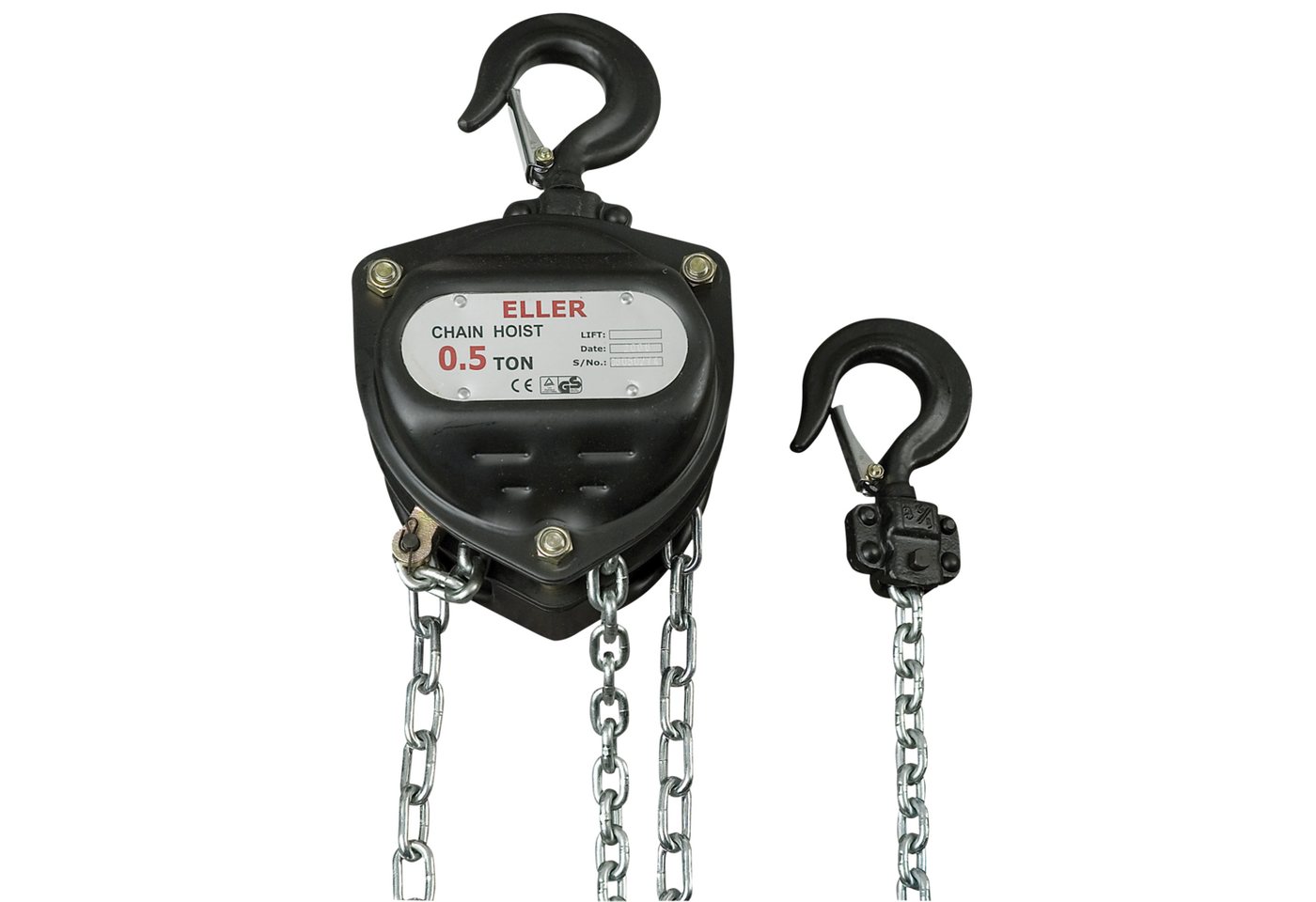 ELLER Kettenzug Eller PH2 Manual Chain Hoist 500kg Hubhöhe 10m, Mit Überladungsschutz von ELLER