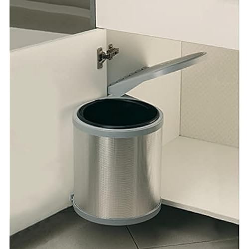 Elletipi Ring PPI607 / 1 Automatischer Mülleimer für Spültischtür, Bodenseitige Befestigung, Kunststoff und Stahl, 27 x 27 x 32 cm, Edelstahl-Finish von ELLETIPI