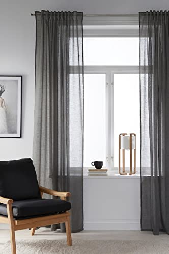 ELLOS Home Emelie Gardinenschal mit Faltenband, 2er-Pack, Grau, 220 cm von Ellos