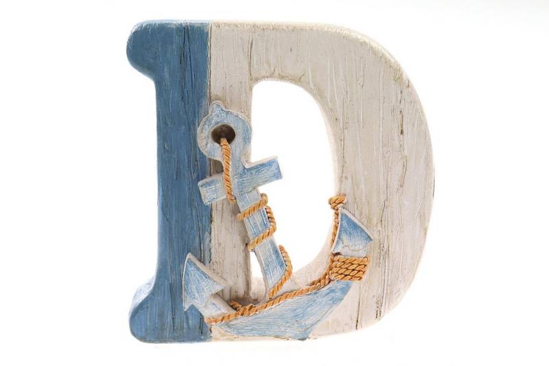 ELLUG Deko-Buchstaben Maritime 3D Alphabet-Dekobuchstaben in Holzoptik für Initialen, Namen, Lieblingswörter aus Kunsstein zum Stellen, H: 13-16cm, Dekoartikel Stehdekoration von ELLUG