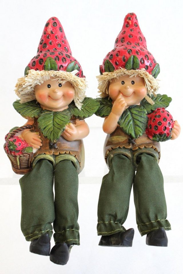 ELLUG Dekofigur 2er Set Erdbeerkinder Kantenhocker Schlenkerbeine aus Kunststein (2 St) von ELLUG