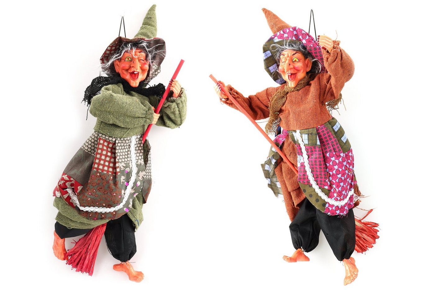 ELLUG Dekofigur 2er Set Halloween Hexe mit blinkendem Leuchtauge zum Hängen H.: 48cm, 2er Set mit Sound und Licht ELLUG Dekofigur 2er Set Halloween Hexe mit blinkendem Leuchtauge zum Hängen H.: 48cm, 2er Set mit Sound und Licht von ELLUG