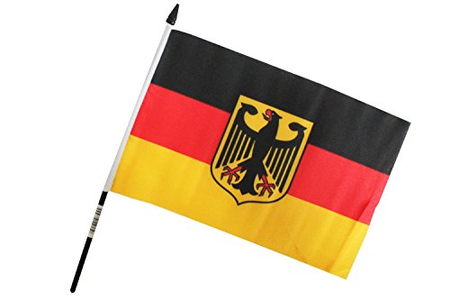 Fahne Flagge 23x15cm mit schwarzem Kunststoffstab (BRD Deutschland Adler) von ELLUG
