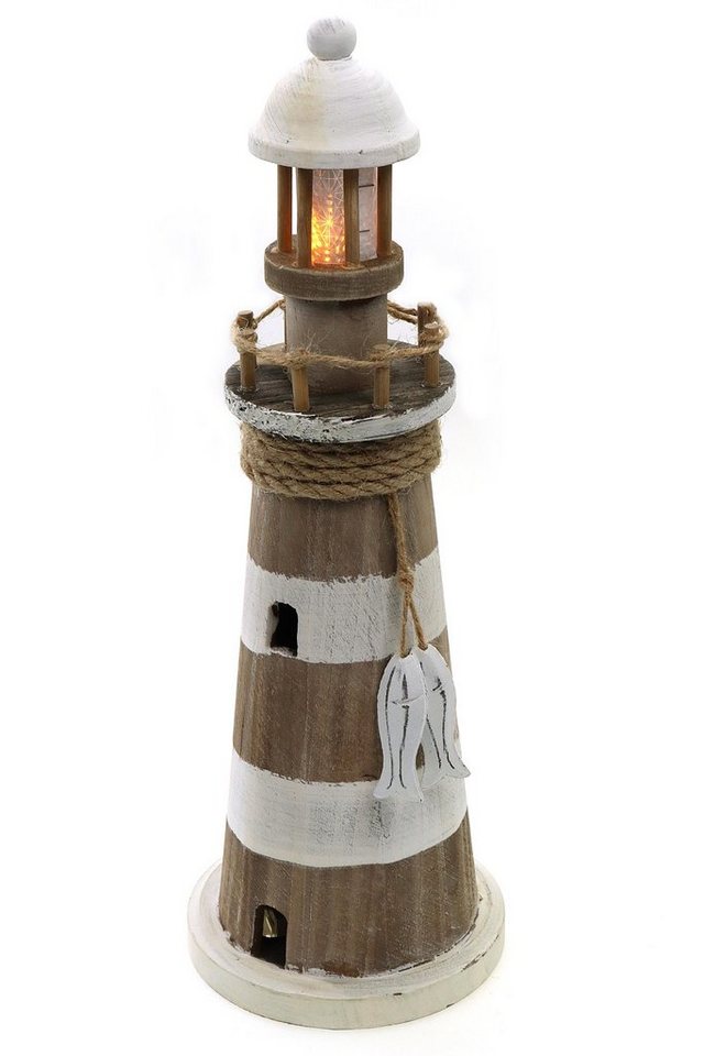 ELLUG LED-Dekofigur Leuchtturm aus Holz mit Timer-Funktion & LED H: 35cm von ELLUG