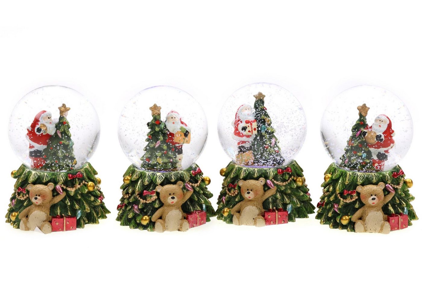 ELLUG Schneekugel 4er Set Schneekugel Ø65mm auf Weihnachtsbaum-Sockel H: 9cm, mit bunt wechselndem Licht, batteriebetrieben ELLUG Schneekugel 4er Set Schneekugel Ø65mm auf Weihnachtsbaum-Sockel H: 9cm, mit bunt wechselndem Licht, batteriebetrieben von ELLUG