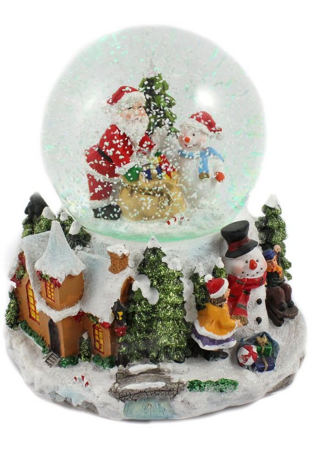 ELLUG Schneekugel Schneekugel mit Weihnachtsmann, Tannebaum und Schneemann von ELLUG