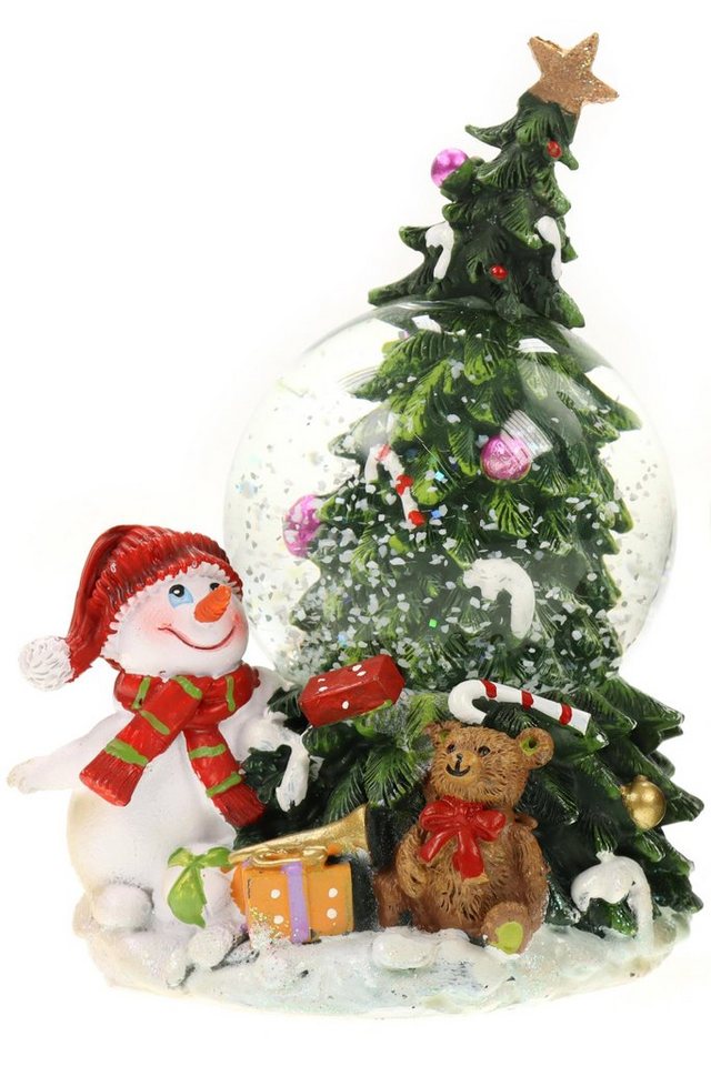 ELLUG Schneekugel glitzernde Schneekugel weihnachtliche Schüttelkugel Weihnachtsmann / Schneemann mit geschmücktem Weihnachtsbaum Ø65mm H.: 13cm (Schneemann) von ELLUG