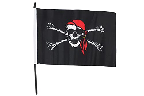Fahne Flagge 23x15cm mit schwarzem Kunststoffstab (Pirat) von ELLUG
