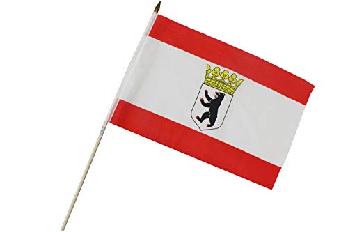 Fahne Flagge 30 x 45 cm mit Holzstab Länge 60 cm Handflagge Stockfahne (Berlin) von ELLUG