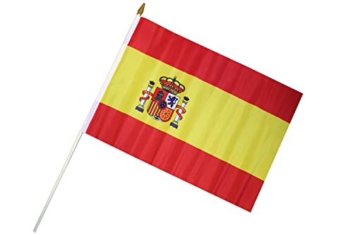 Fahne Flagge 30 x 45 cm mit Holzstab Länge 60 cm Handflagge Stockfahne (Spanien) von ELLUG