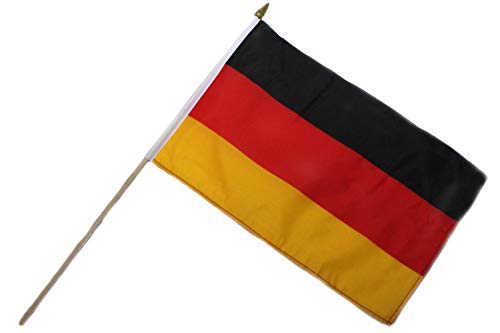 Fahne Flagge "Deutschland" 30x45cm doppelt umsäumt mit 60cm Holzstab Handfahne Stockflagge Banner Fan Sport von ELLUG
