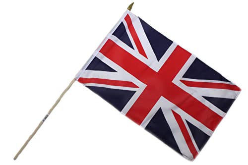 Fahne Flagge "Großbritannien" 30x45cm doppelt umsäumt mit 60cm Holzstab Handfahne Stockflagge Banner Fan Sport von ELLUG