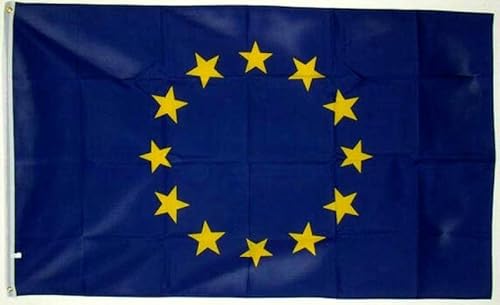 Große Fahne Flagge 90 * 150cm Hissfahne Hissflagge mit Ösen für Fahnenmast (Europa mit Sternen) von ELLUG