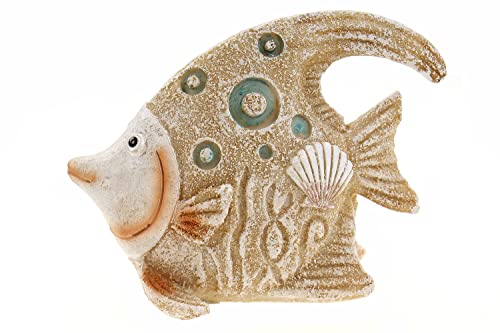 Spardose Sparbüchse als „Fisch“ in Sandoptik mit Muscheldekor Urlaub Reisekasse Sparschwein Geldgeschenk 14 * 7,5 * 10,5 cm von ELLUG