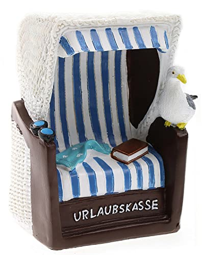 Spardose - Strandkorb - Sparbüchse Urlaub Reisekasse Urlaubskasse Sparschwein Geldgeschenk 12x8x14 cm (Möwe) von ELLUG
